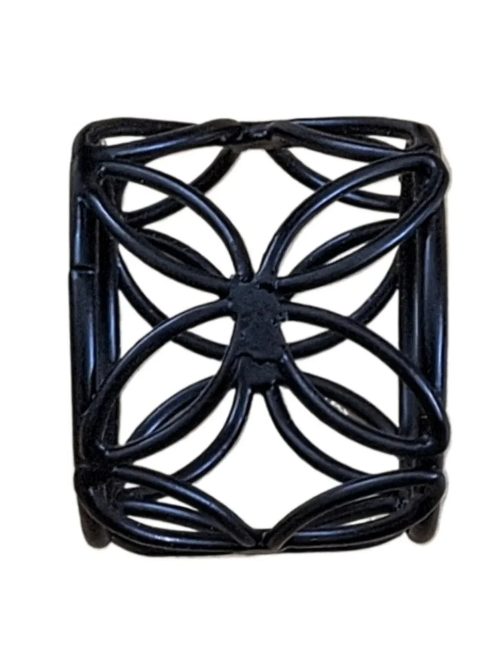 Vintage Pier 1 Satin Black Metal Scrollwork Napkin Rings Set of 9 EUC